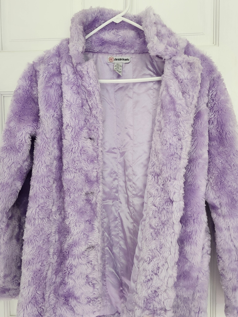 Vintage Kids Large Purple Faux Fur Coat